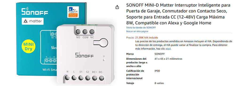 Relé seco Sonoff Mini D