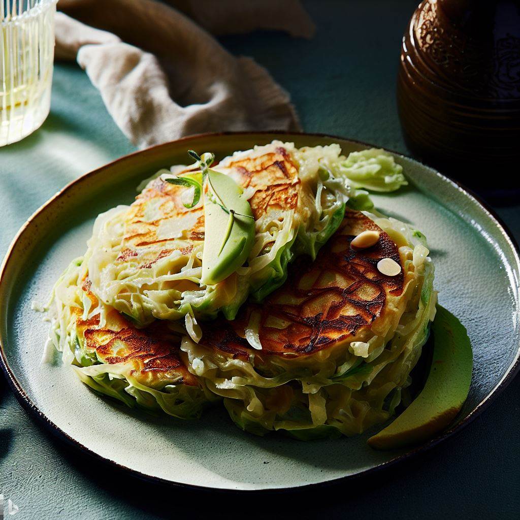 Tortitas japonesas de col con aguacate, un plato saludable y exótico