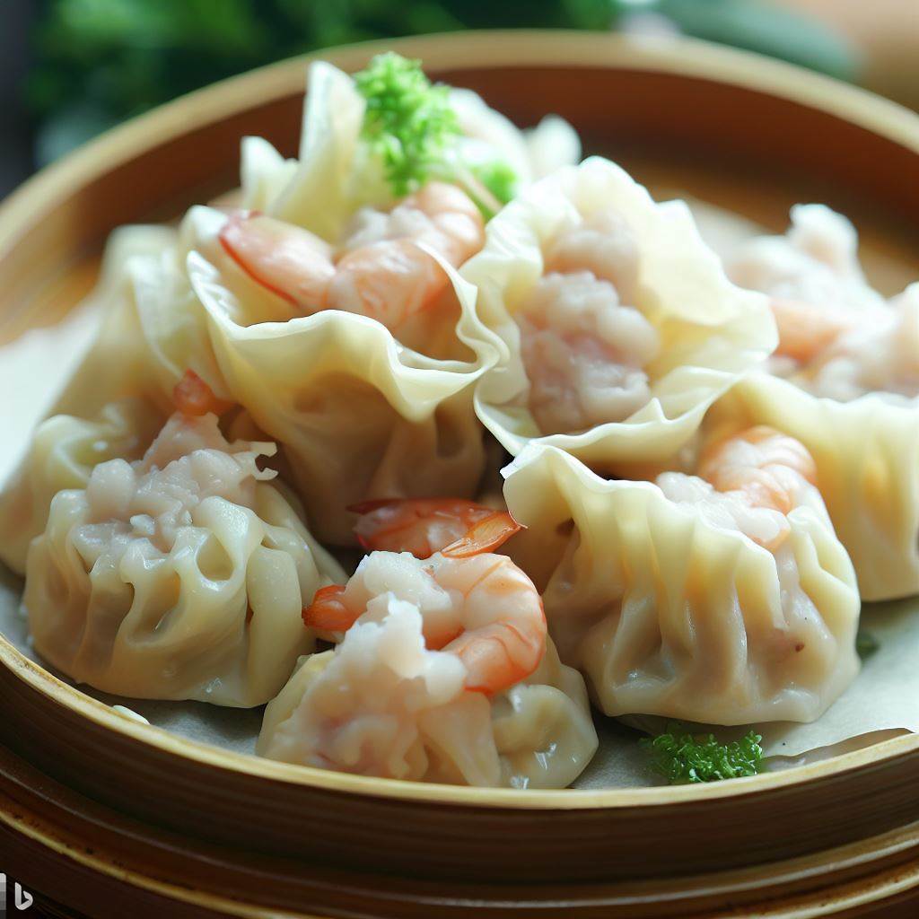 Wontons de cerdo y gambas al vapor