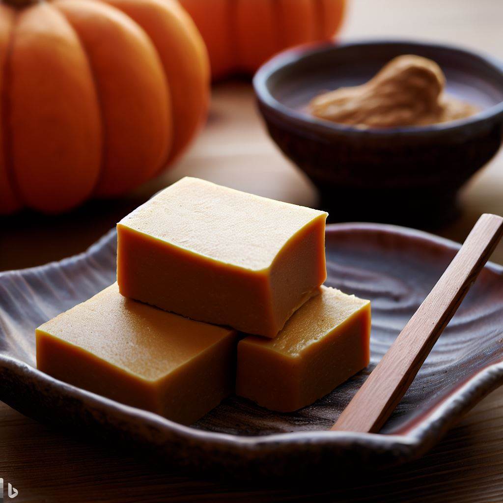 Una porción de mochi de mantequilla de calabaza