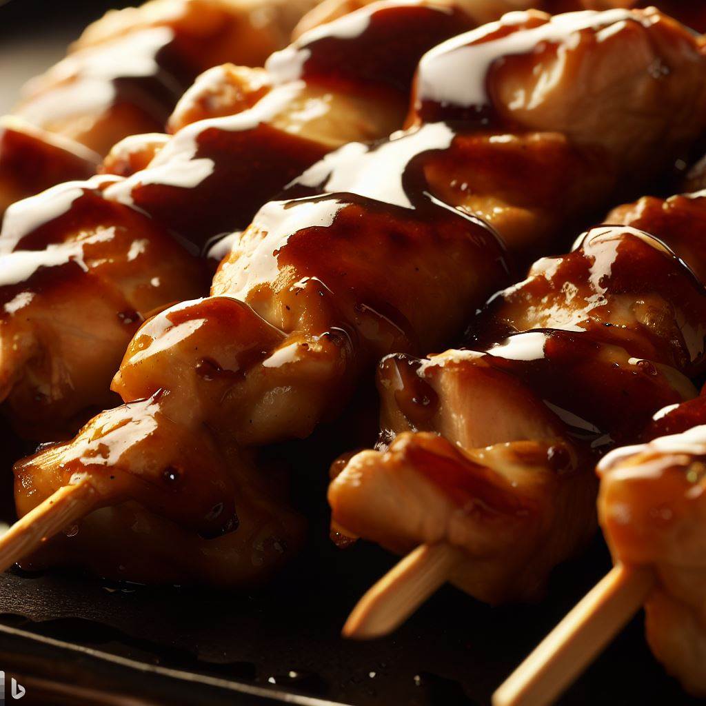 Brochetas de pollo teriyaki