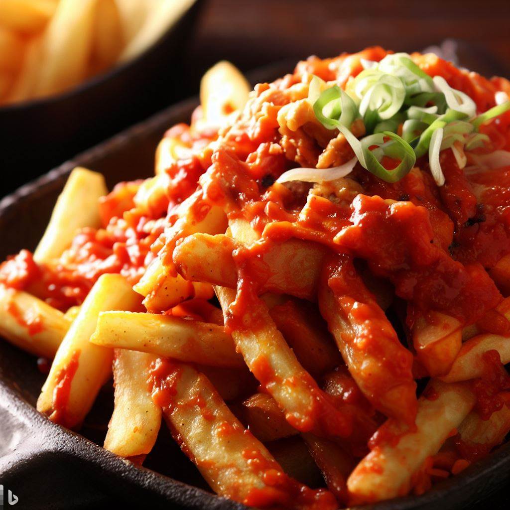 Patatas fritas con kimchi