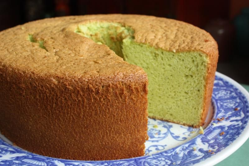 Pandan Chiffon Cake casero para dos