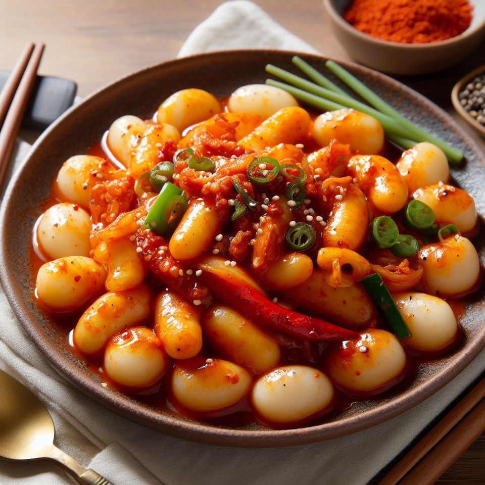 Gnocchi al estilo tteokbokki, un plato coreano picante y delicioso