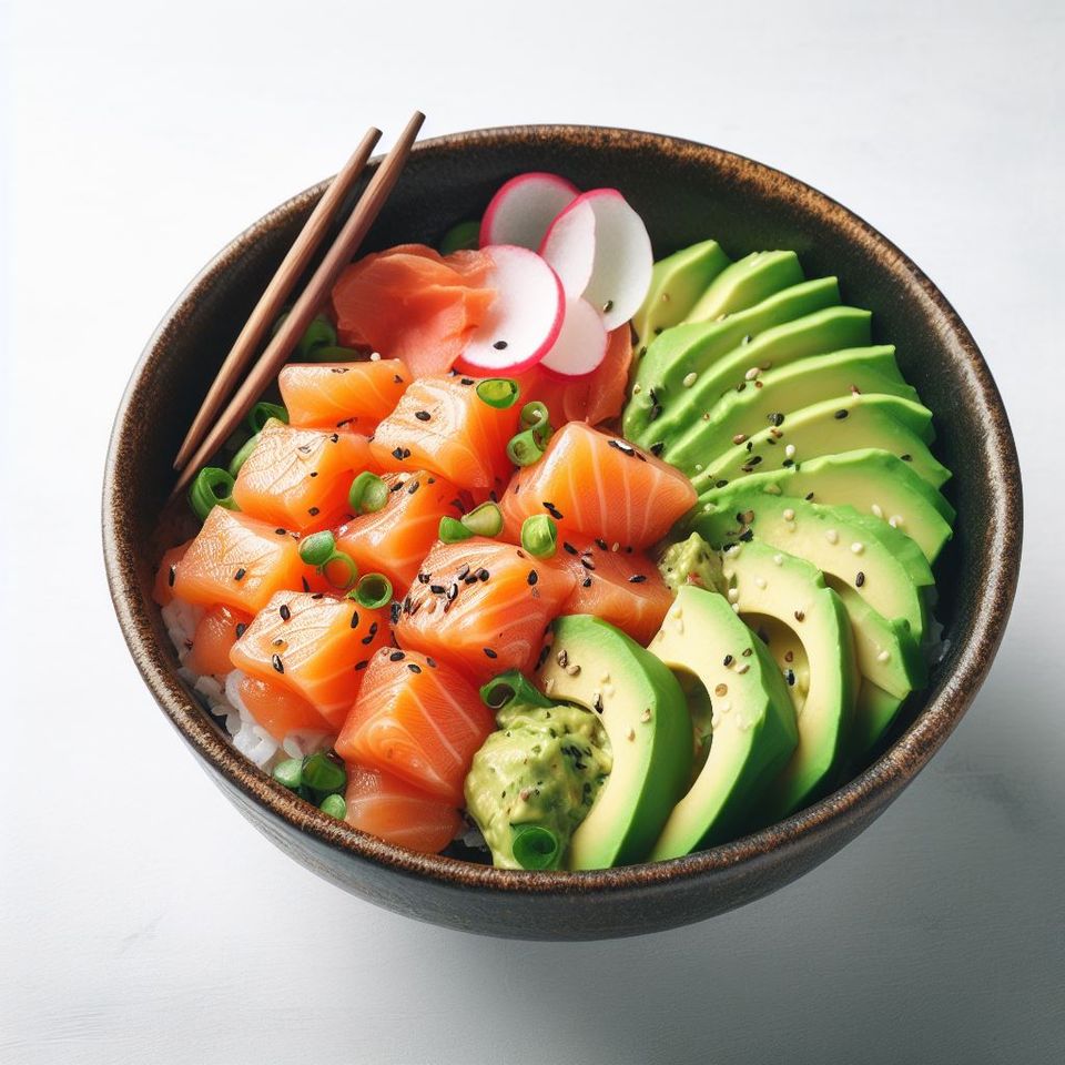 Poke bowl de salmón y aguacate