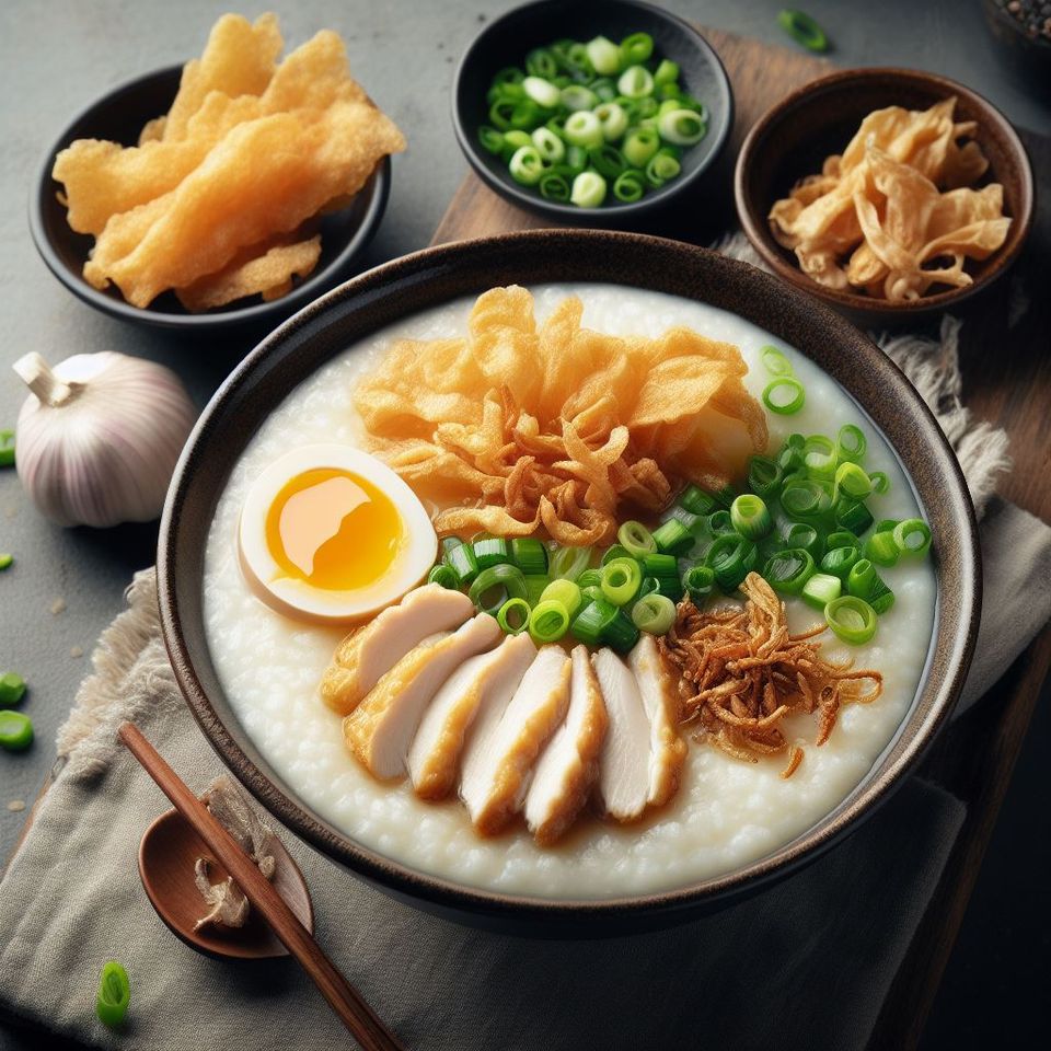 Cháo gà, una sopa de arroz y pollo vietnamita