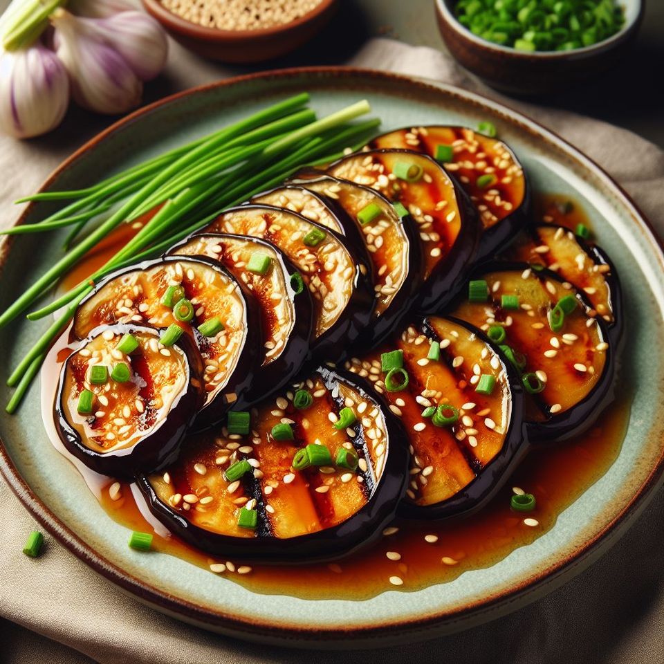 Berenjenas a la parrilla con glaseado de miso