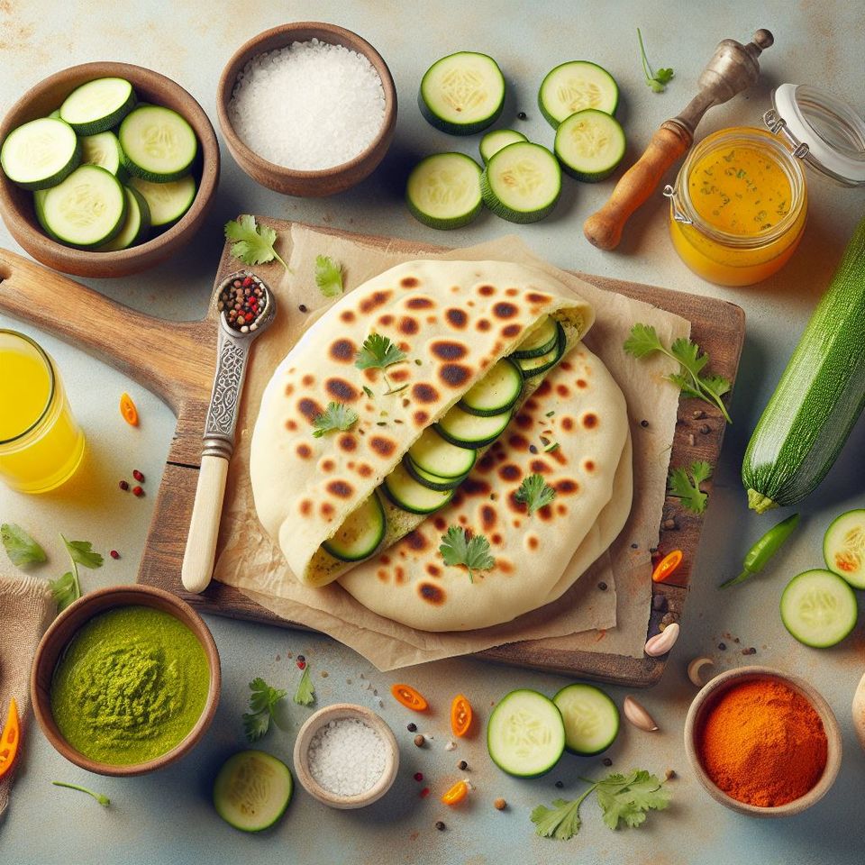 pan indio con calabacín y cilantro