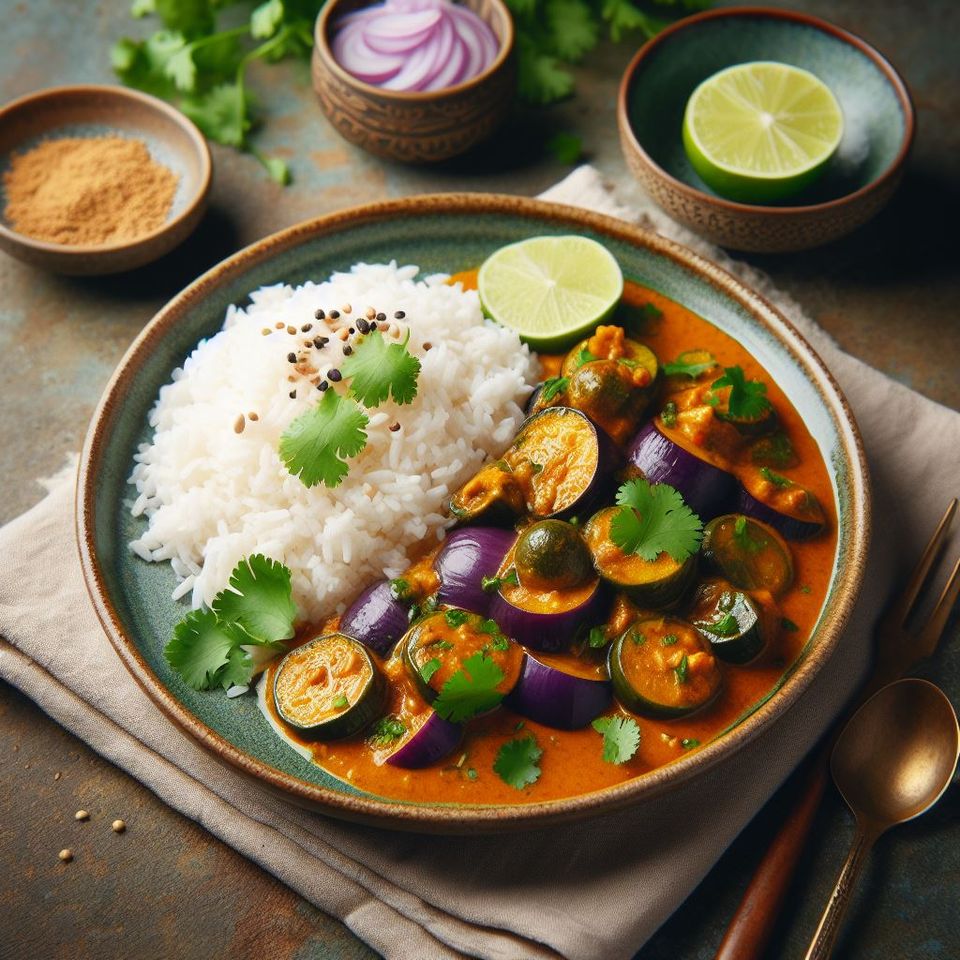 curry de berenjena tailandés al estilo de la selva