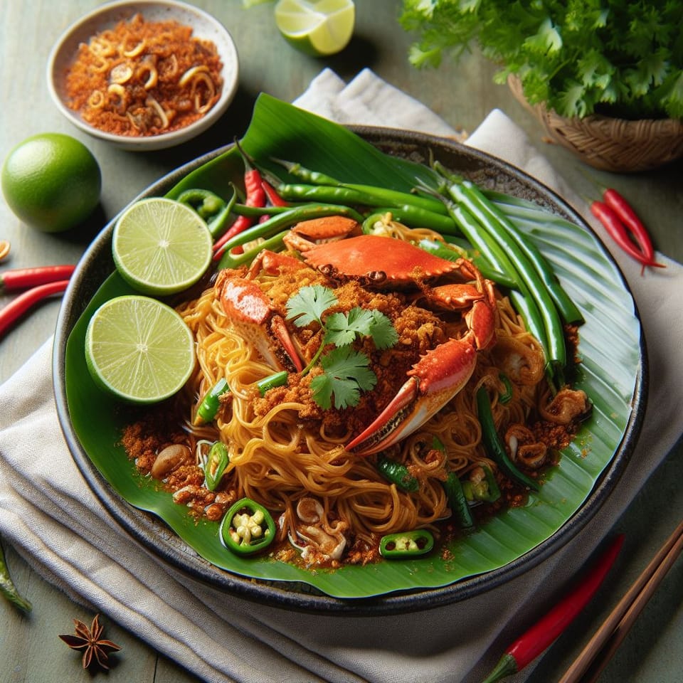 Fideos de cangrejo con chile